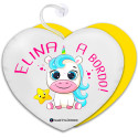 MINI CUSCINO CUORE PERSONALIZZATO AUTO UNICORNO COLORE GIALLO