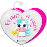 MINI CUSCINO CUORE PERSONALIZZATO AUTO UNICORNO COLORE ROSA FUCSIA