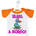 Mini t-shirt per auto a bordo personalizzata ventosa cicogna colore arancio