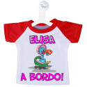 Mini t-shirt per auto a bordo personalizzata ventosa cicogna colore rosso