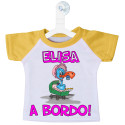 Mini t-shirt per auto a bordo personalizzata ventosa cicogna colore giallo