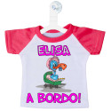 Mini t-shirt per auto a bordo personalizzata ventosa cicogna colore rosa