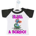 Mini t-shirt per auto a bordo personalizzata ventosa cicogna colore nero
