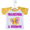 MINI T-SHIRT AUTO BIMBO A BORDO FARFALLA COLORE GIALLO