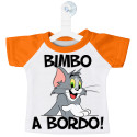 MINI T-SHIRT AUTO BIMBO BIMBA A BORDO GATTO TOM COLORE ARANCIO