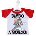 MINI T-SHIRT AUTO BIMBO BIMBA A BORDO GATTO TOM COLORE ROSSO