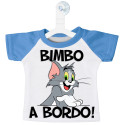 MINI T-SHIRT AUTO BIMBO BIMBA A BORDO GATTO TOM COLORE AZZURRO
