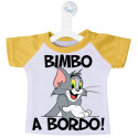 MINI T-SHIRT AUTO BIMBO BIMBA A BORDO GATTO TOM COLORE GIALLO