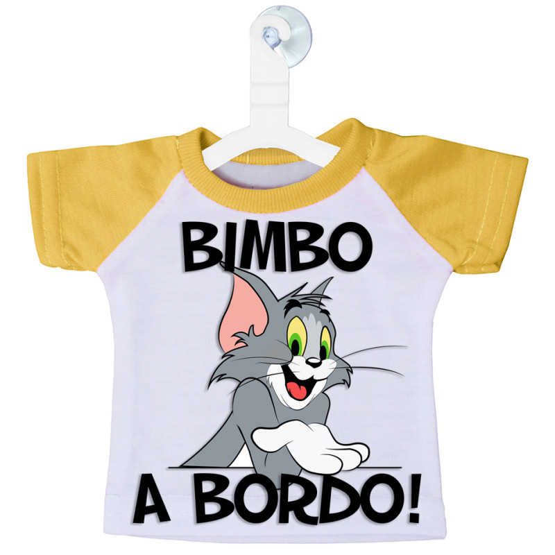 Mini T-shirt Auto Bimbo Bimba a Bordo Gatto Tom