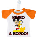 MINI T-SHIRT AUTO BIMBO BIMBA A BORDO MICKEY E PLUTO COLORE ARANCIO