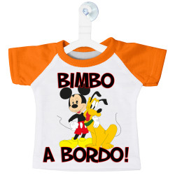 Mini T-shirt Auto Bimbo Bimba a Bordo Mickey e Pluto