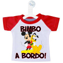 MINI T-SHIRT AUTO BIMBO BIMBA A BORDO MICKEY E PLUTO COLORE ROSSO