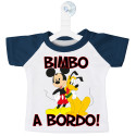 MINI T-SHIRT AUTO BIMBO BIMBA A BORDO MICKEY E PLUTO COLORE BLU