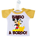 MINI T-SHIRT AUTO BIMBO BIMBA A BORDO MICKEY E PLUTO COLORE GIALLO