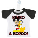 MINI T-SHIRT AUTO BIMBO BIMBA A BORDO MICKEY E PLUTO COLORE NERO