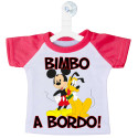 MINI T-SHIRT AUTO BIMBO BIMBA A BORDO MICKEY E PLUTO COLORE ROSA