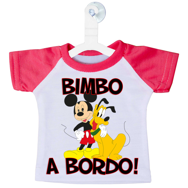 Mini T-shirt Auto Bimbo Bimba a Bordo Mickey e Pluto
