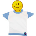MINI T-SHIRT PER AUTO BIMBO A BORDO BICOLORE CON SMILE COLORE AZZURRO