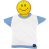 MINI T-SHIRT PER AUTO BIMBO A BORDO BICOLORE CON SMILE COLORE AZZURRO