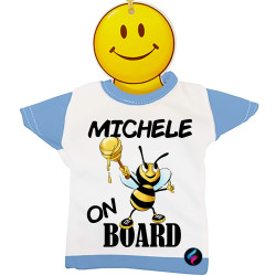 Mini t-shirt bimbo a bordo ape auto con smile colore azzurro