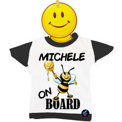 Mini t-shirt bimbo a bordo ape auto con smile colore nero