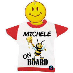 Mini t-shirt bimbo a bordo ape auto con smile colore rosso