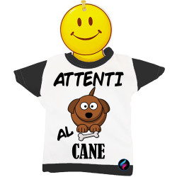 Mini t-shirt per auto bimbo a bordo attenti al cane colore nero