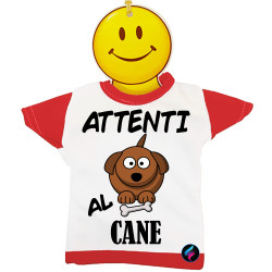 Mini t-shirt per auto bimbo a bordo attenti al cane colore rosso