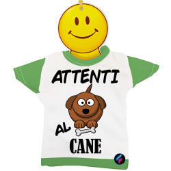 Mini t-shirt per auto bimbo a bordo attenti al cane colore verde
