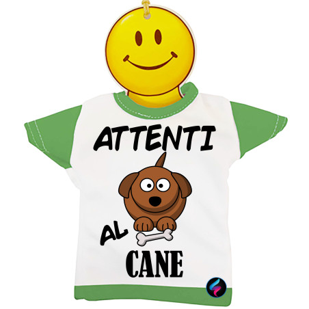 Mini t-shirt per auto bimbo a bordo attenti al cane colore verde