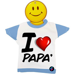 Mini t-shirt auto bimbo a bordo I love papà Italian Style Diffusion® colore azzurro