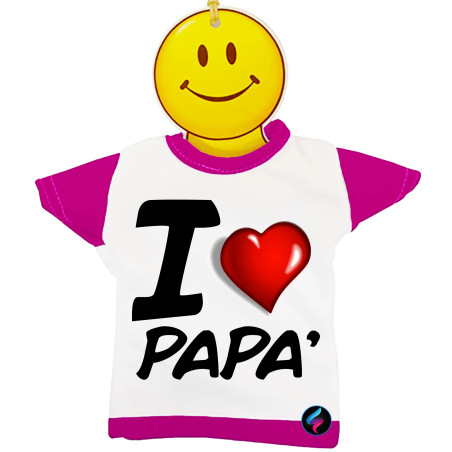 Mini t-shirt auto bimbo a bordo I love papà Italian Style Diffusion® colore rosa fucsia