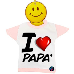 Mini t-shirt auto bimbo a bordo I love papà Italian Style Diffusion® colore rosa