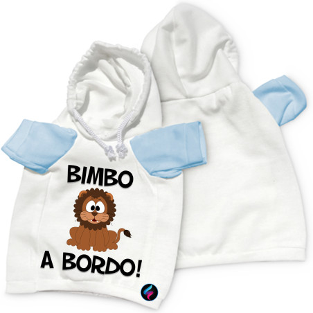 Mini T-shirt Auto Bimbo a Bordo con Cappuccio Felpa Bicolore
