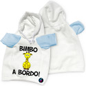 Mini t-shirt per auto bimbo a bordo felpa con cappuccio giraffa colore azzurro