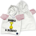 Mini t-shirt per auto bimbo a bordo felpa con cappuccio giraffa colore rosa