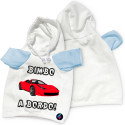 Mini t-shirt per auto bimbo a bordo felpa con cappuccio car macchina colore azzurro