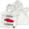 Mini t-shirt per auto bimbo a bordo felpa con cappuccio car macchina colore bianco