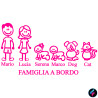 ADESIVO FAMIGLIA VINILE A BORDO PERSONALIZZATO AUTO FAMILY COLORE ROSA FUCSIA