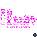 ADESIVO FAMIGLIA VINILE A BORDO PERSONALIZZATO AUTO FAMILY COLORE VIOLA