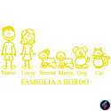 ADESIVO FAMIGLIA VINILE A BORDO PERSONALIZZATO AUTO FAMILY COLORE GIALLO