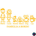 ADESIVO FAMIGLIA VINILE A BORDO PERSONALIZZATO AUTO FAMILY COLORE ARANCIO