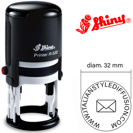 Timbro personalizzato rotondo 32 mm Shiny Printer R-532 colore nero Timbro personalizzato rotondo 32 mm Shiny Printer R-532 colore nero