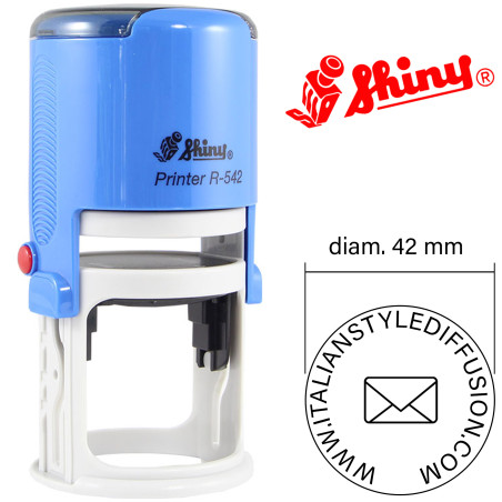 Timbro personalizzato rotondo 42 mm Shiny Printer R-542 colore blu