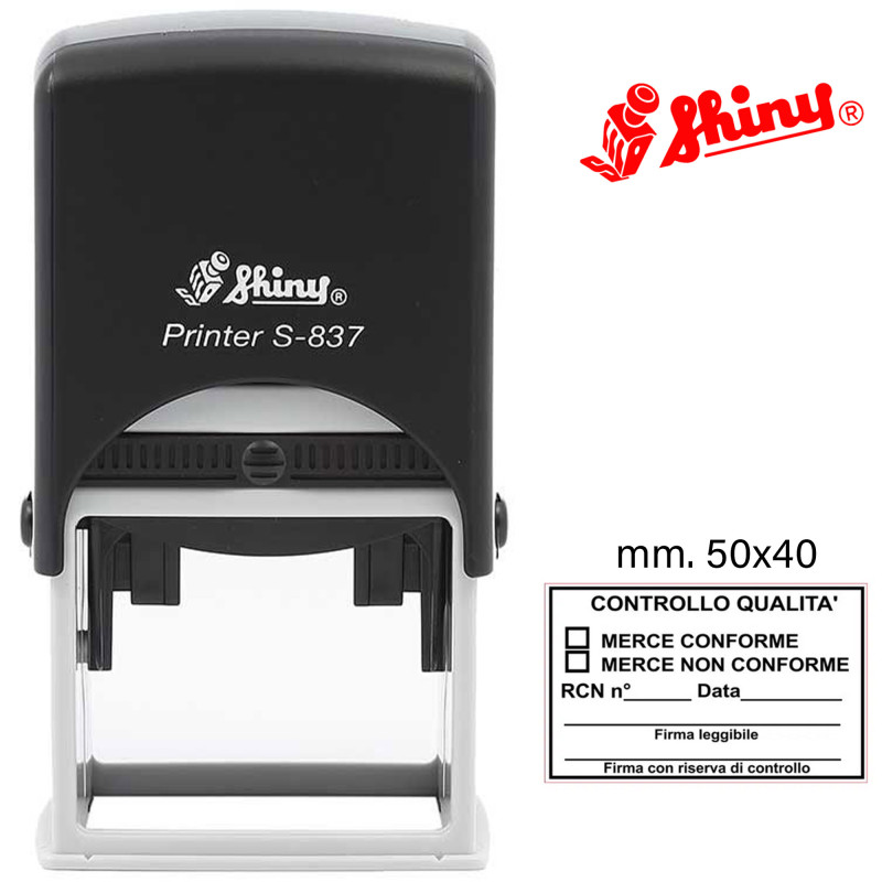 Timbro personalizzato rettangolare 50 x 40 mm Shiny Printer S-837 colore nero