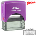 Timbro Shiny S-843 personalizzato rettangolare 47 x 18 mm colore viola