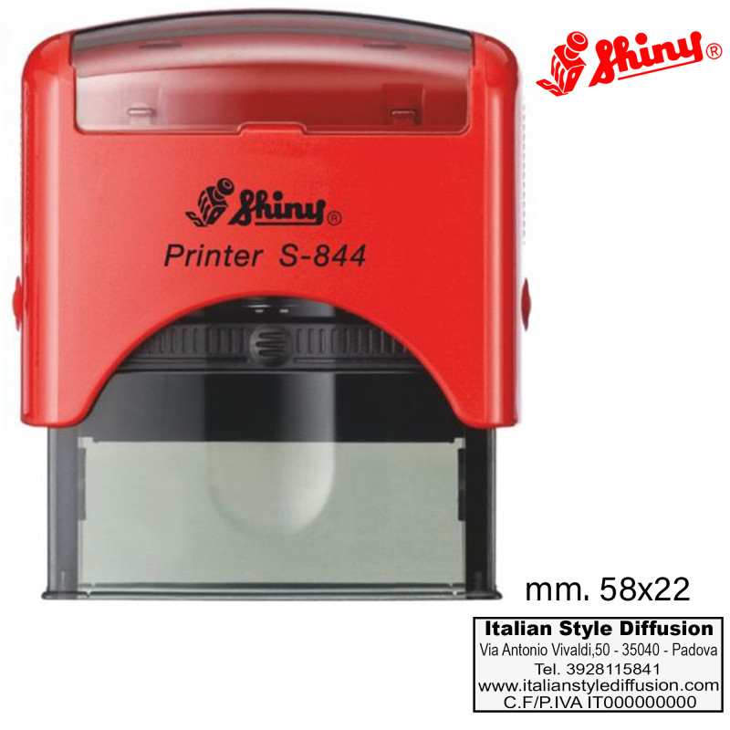 Timbro Shiny S-844 personalizzato rettangolare 58 x 22 mm colore rosso