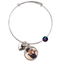 Braccialetto personalizzato con foto colore argento ciondolo tondo