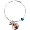 Braccialetto personalizzato con foto colore argento ciondolo tondo