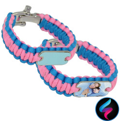 Braccialetto personalizzato in corda intrecciata sportivo rosa azzurro
